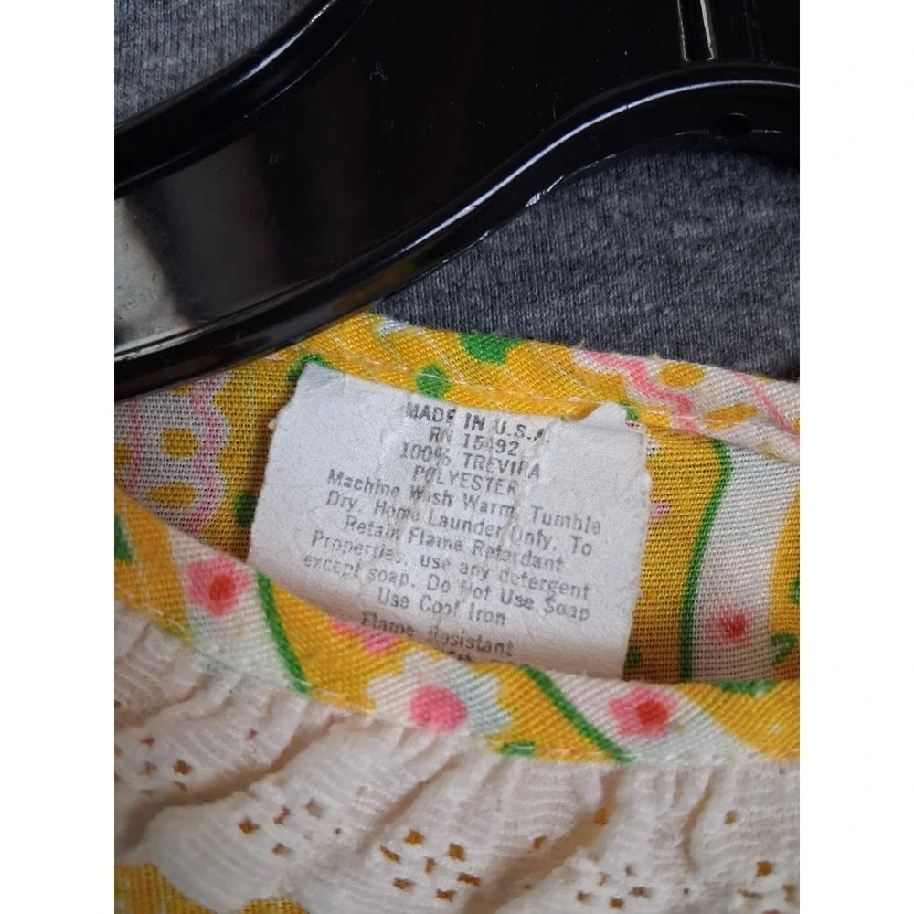 VTG Womens Nightgown 12 Yellow Floral Lace Trim Cottage Core Grandma Prairie US
